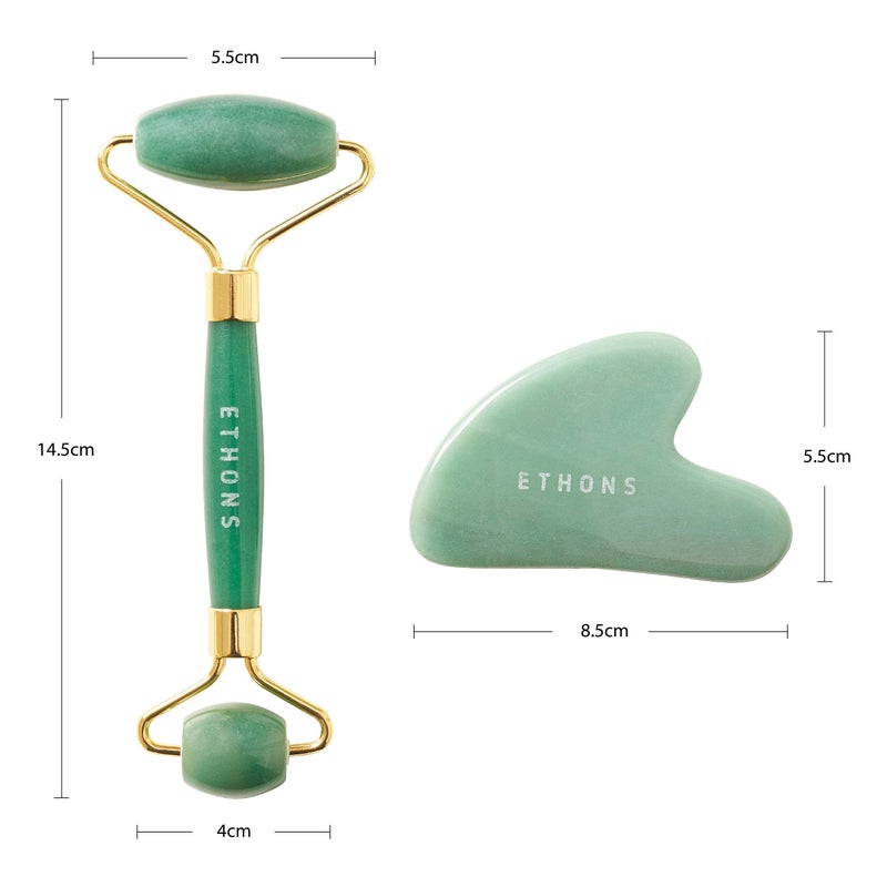 ETHONS Jade Roller & Gua Sha 2 in 1 For Face - Premium Construction Face Massager - Skin Tightening De-Puff Face Scraper - Anti Aging - Relieves Headache & TMJ [Gift-Ready Packaging] - Image 2